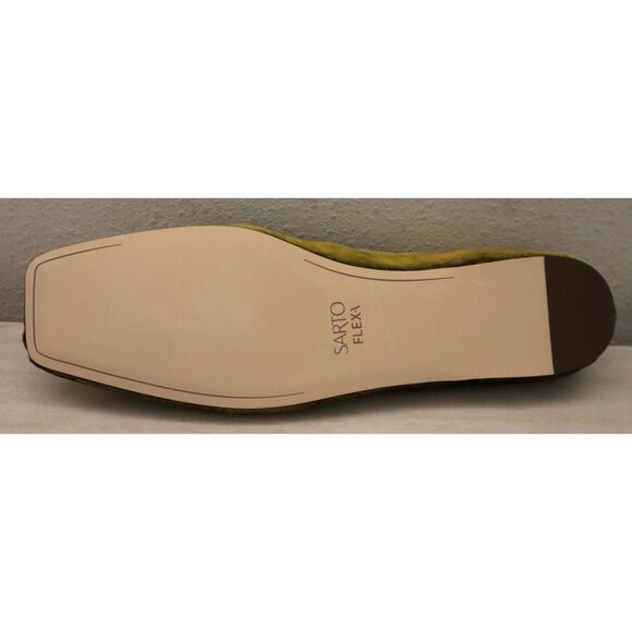 Sarto Sz 11M Chartreuse Green Fabric Flexa Amaya 3 Square Toe Ballet Flats - Picture 7 of 14